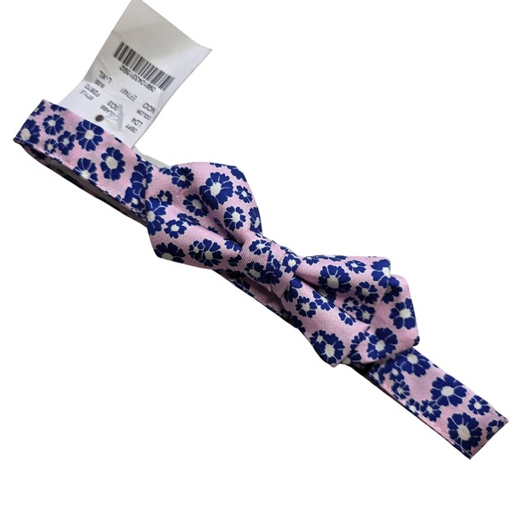 Crewcuts Other - Crewcuts L XL Pink Navy Floral 100% Silk Bow Tie Kids